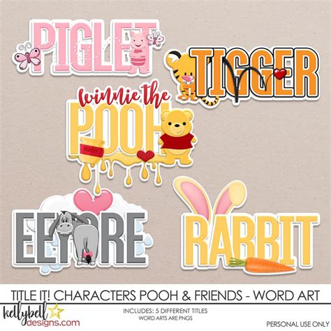 Title It! Characters Pooh & Friends Word Art - Kellybell Designs