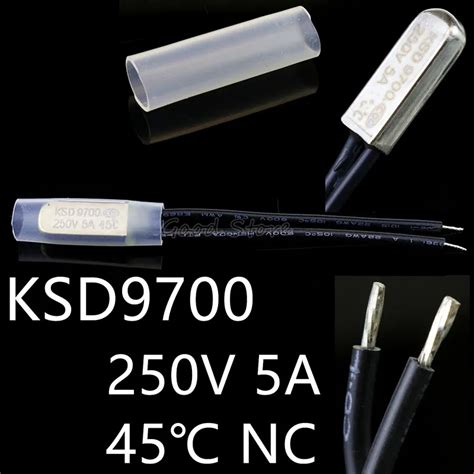 5PCS KSD9700 NC 250V 5A 45 Degree Bimetal Disc Temperature Switch