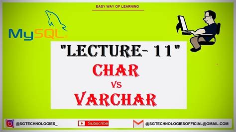 Differences Between Char And Varchar Datatype Lecture 11 MYSQL