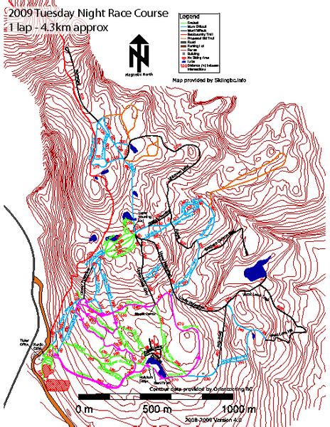 Cypress Mountain Tuesday Night Race Course Ski Trail Map - Lions Bay ...