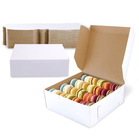 25 Pack Pastry Boxes 8 X 8 X 3 Inches White Bakery Box For Cookies