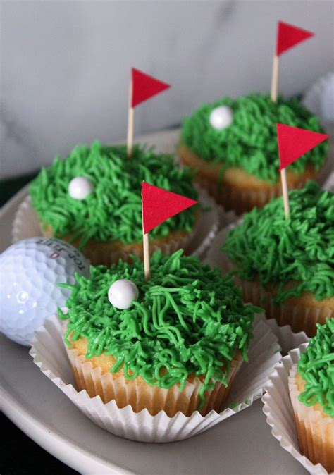 Golf Themed Vanilla Cupcakes With Buttercream Frosting Savory To Sweet