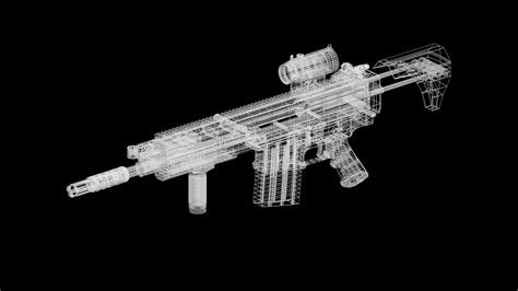 3D Model FN SCAR H QCB With Attachments Highly Detailed PBR