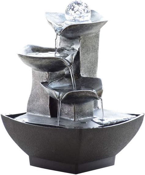 Tabletop Fountain Indoor Water Fountain With Led Lights Lighted Three