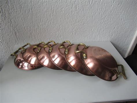 6 Copper oven dishes with tinned inside - Copper - Catawiki