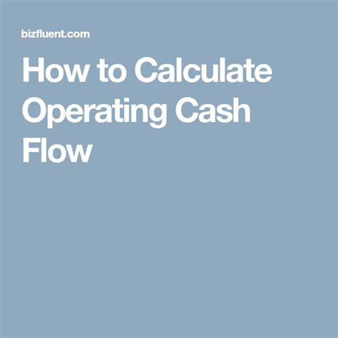 How To Calculate Operating Cash Flow Cash Flow Cash Business Help