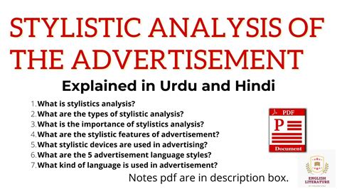 Stylistic Analysis Of The Advertisement Stylistic Analysis Of