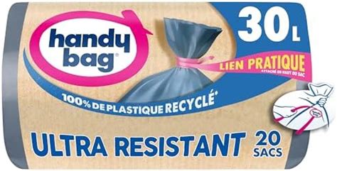 Relevo Sacs Poubelle 100 recyclés très résistant 30 L 60 pièces