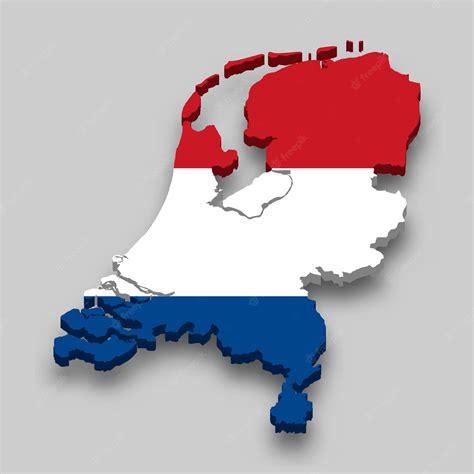 3d Kaart Van Nederland Met Nationale Vlag Premium Vector