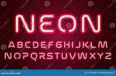 Neon Light Alphabet Font Letters. Vector Red Ultraviolet Neon Glow Effect of Font Alphabet, Red ...