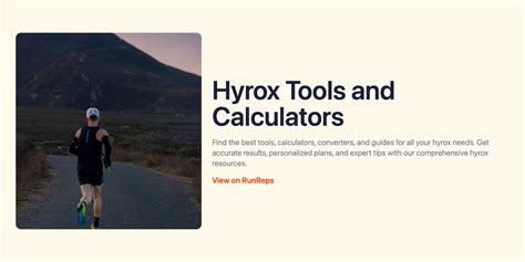 Hyrox Tools And Calculators RunReps Running Plan Generator And