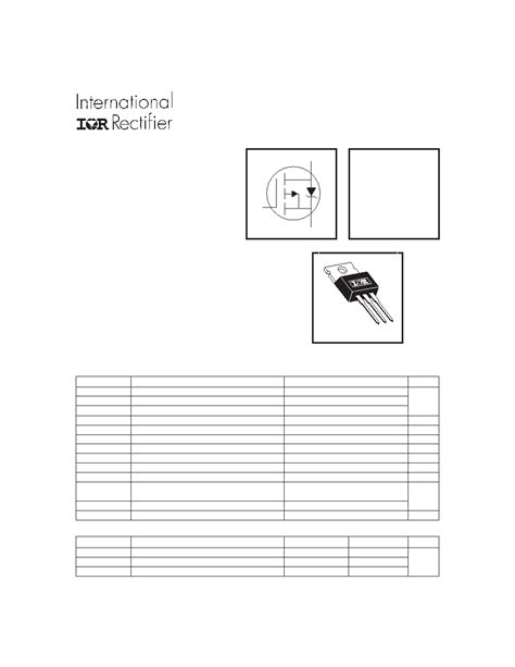 Irf Datasheet Pages Irf Power Mosfet Vdss V Rds On