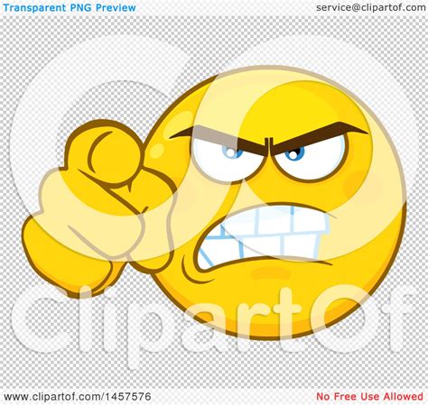 Clipart of a Cartoon Mad Pointing Emoji Smiley Face - Royalty Free ...