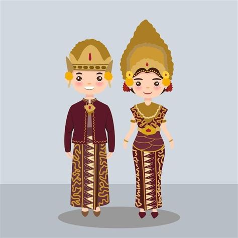 premium vector cute bali couple bride  groom  traditional dress