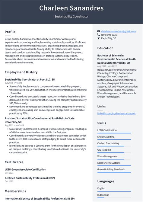 Starbucks Sustainability Coordinator Resume Examples