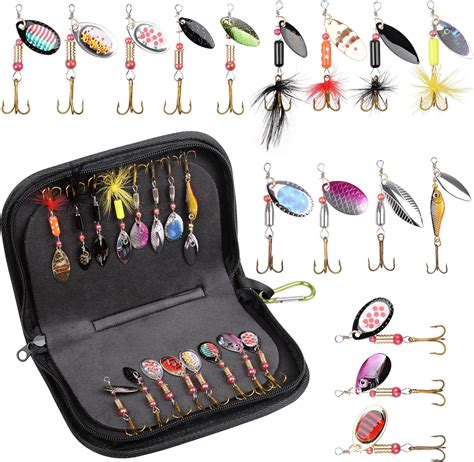 Amazon Fishing Lure Spinnerbaits With Black Carry Bag Colorful