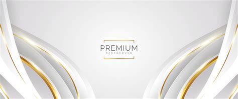 Luxury White And Gold Background With Golden Lines And Paper Cut Style