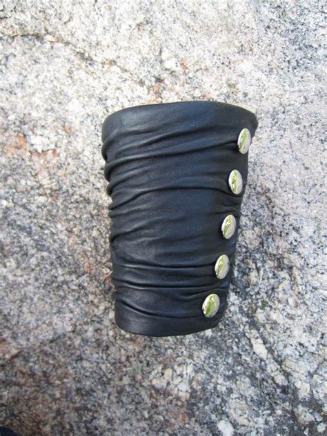 Wide Black Leather Cuff Bracelet Crushed Wrinkled Hand Sculpted