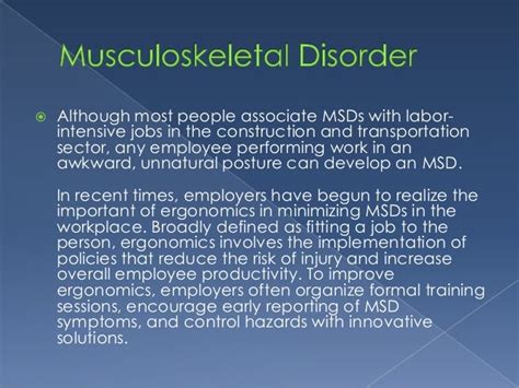 Musculoskeletal Disorder Prevention