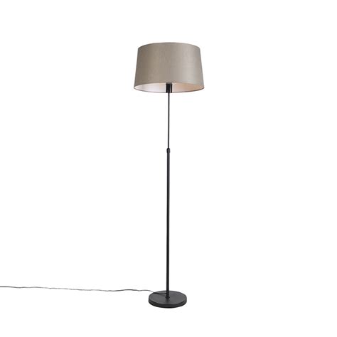 Lampadaire Noir Avec Abat Jour En Lin Taupe Cm Tr Pied