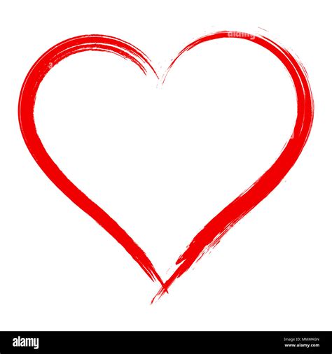 Heart shape frame with brush painting isolated on white background ...