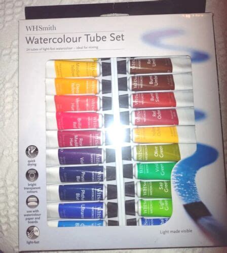 WHsmith Watercolour Paint Set Light Fast 12ml Ideal For Mixing Pack Of