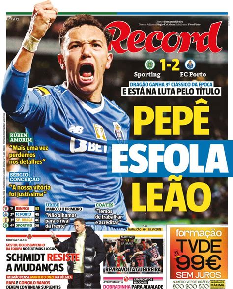 Capa Jornal Record Fevereiro Capasjornais Pt