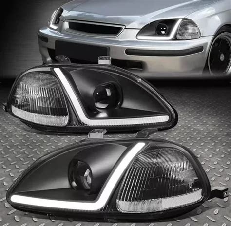 Faros Honda Civic Led Lupa Drl Fondo Negro En Venta En