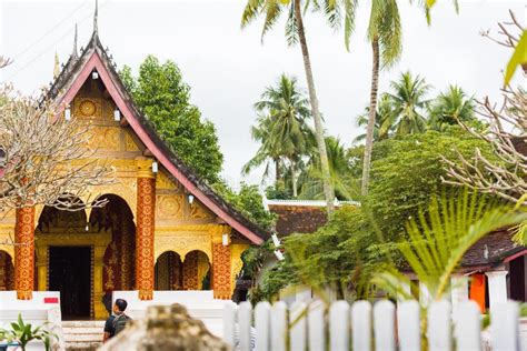 View Of The Temple Wat Sensoukaram In Louangphabang Laos Copy Space