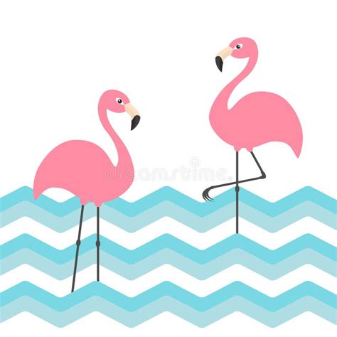 Cartoon Pink Flamingo Vector Set Cute Flamingos Collection Stock