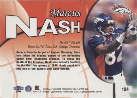 1998 Fleer Brilliants Marcus Nash 104 For Sale EBay