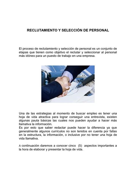 Calaméo Reclutamiento Y Selección De Personal