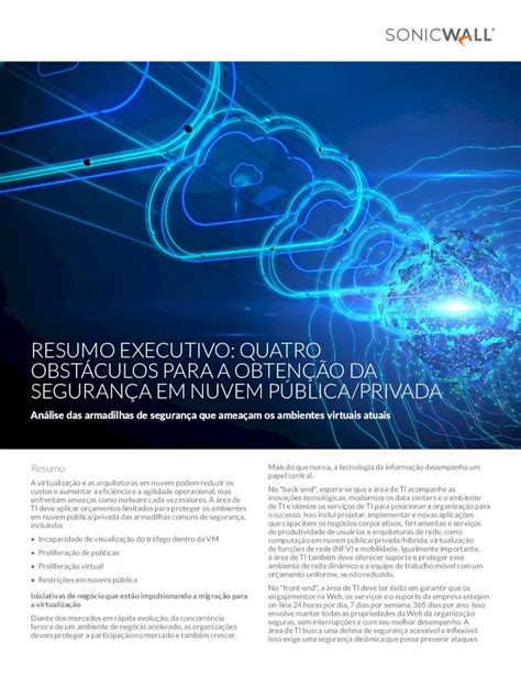 PDF RESUMO EXECUTIVO QUATRO OBSTÁCULOS PARA A virtualização da