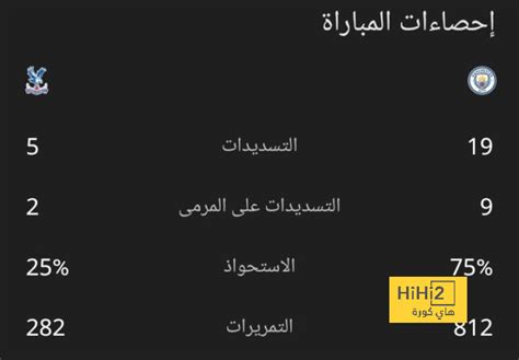 إحصائيات مباراة مانشستر سيتي و كريستال بالاس هاي كورة