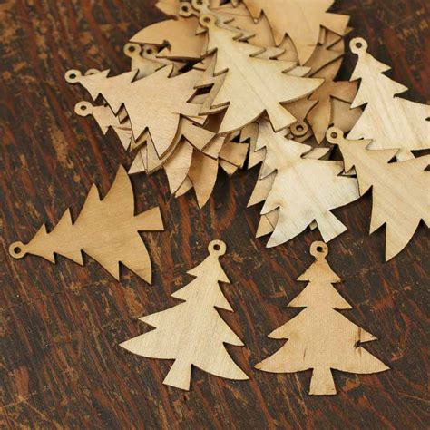 Unfinished Wood Laser Cut Tree Ornaments Christmas Ornaments