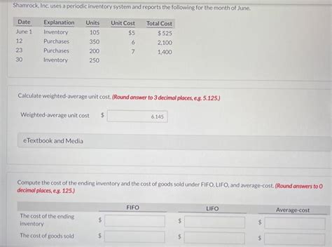 Solved Shamrock Inc Uses A Periodic Inventory System And Chegg