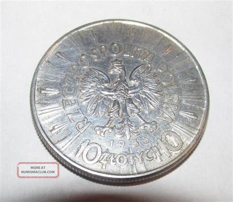 1935 Poland 10 Zlotych Silver Coin 22 Grams Rare Coin Jozef Piludski Sweet