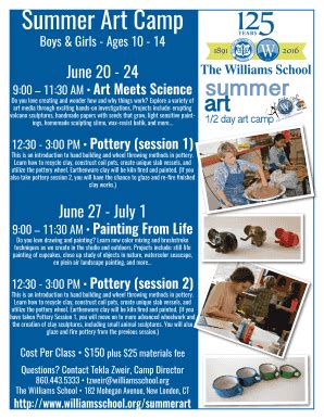 Fillable Online Summer Art Camp The Williams School Fax Email Print