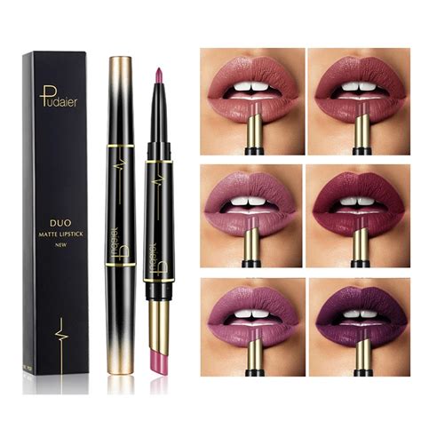 Pudaier Double End Lip Nude Lips Lipstick In Pencil Waterproof Long