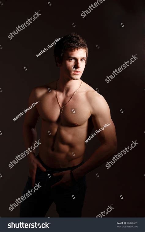 Studio Portrait Handsome Man Showing His Stock Photo 46026589