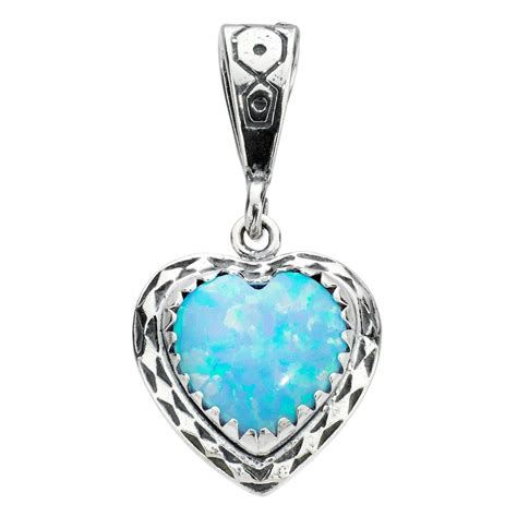 Sterling Silver And Blue Opal Heart Pendant Heart Pendant Blue Opal