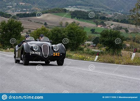 Jaguar Xk Ots Roadster On An Old Racing Car In Rally Mille