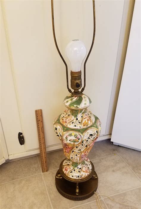 Antique S Capodimonte Table Lamp Porcelain Figural Italian Art