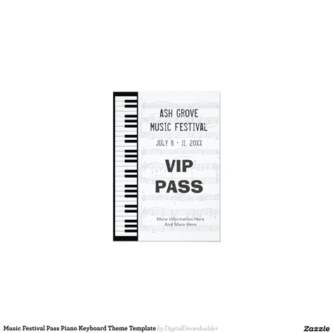 Music Festival Pass Piano Keyboard Theme Template 5x7 Paper Invitation Card Zazzle