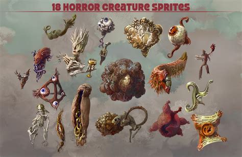 18 Gothic Creatures Sprite Sheets, Game Assets