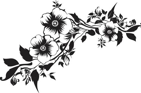 Intricate Floral Scrolls Black Vector Iconic Embellishments Whimsical