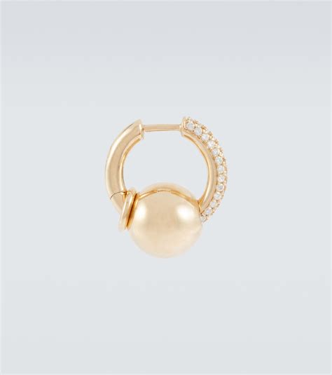 Piercing Kt Gold Single Earring With Diamonds In Gold Rainbow K