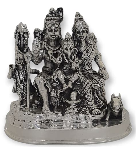 Silver Shiv Parivar Idol Antique Temple Size 5 5 Inches At Best