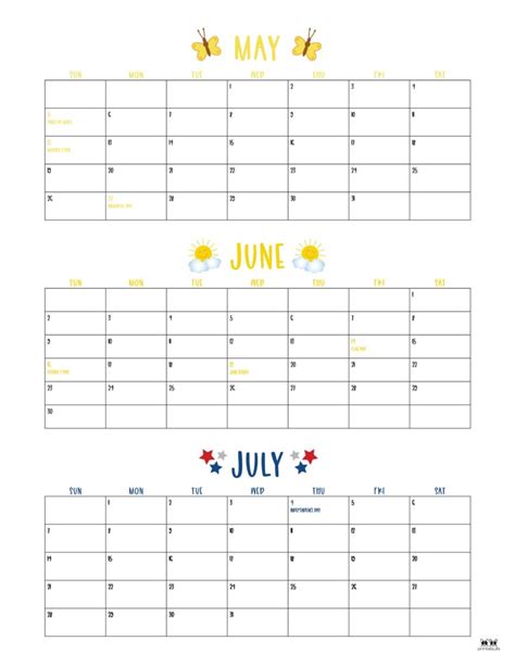 Summer Calendar Printable Pdf Blake Springer