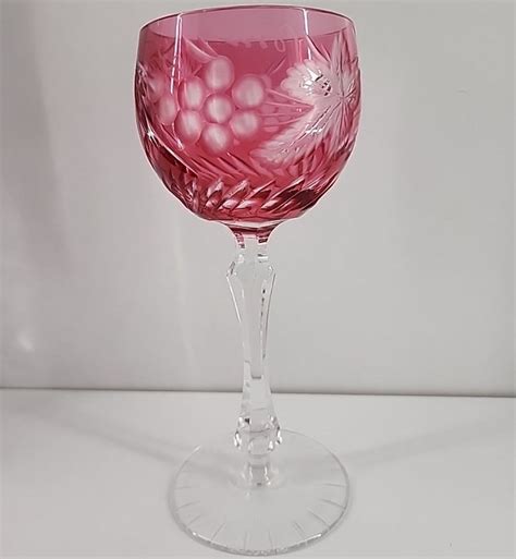 Nachtmann Traube Crystal Wine Glasses Fine Bavarian Crystal Feom West Germany Ruby Gold Cut To